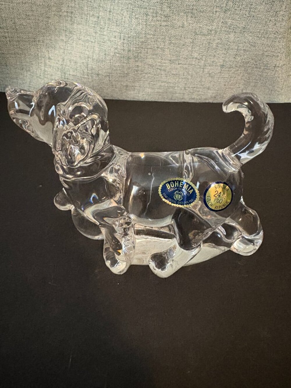 Bohemia Czech Republic 24% Lead Over Crystal Dog Figurine